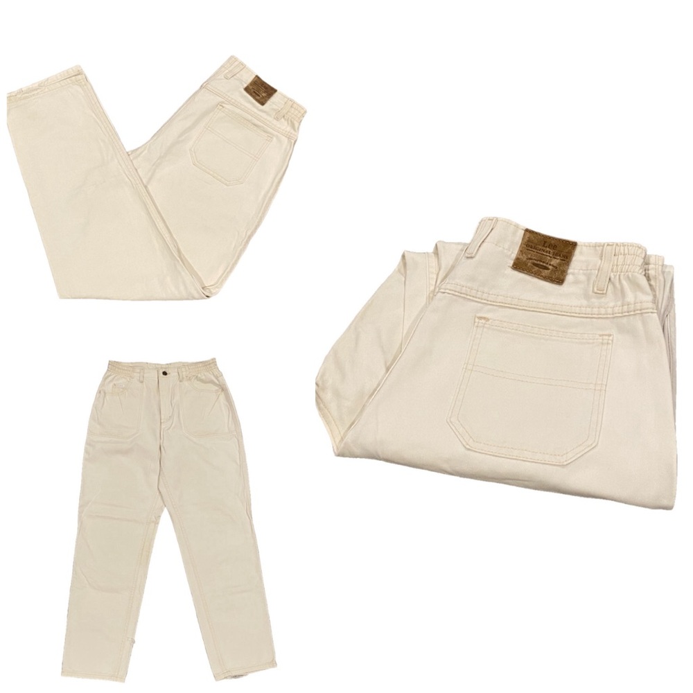 Vintage Lee Jeans Women’s L/XL Khaki Tan High Rise Elastic Waist Mom Pants *Read